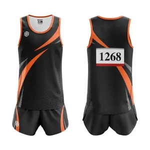 Sublimated Track and Field Men's Clothes Custom Sprint Competition Uniform Marathon Running Suit