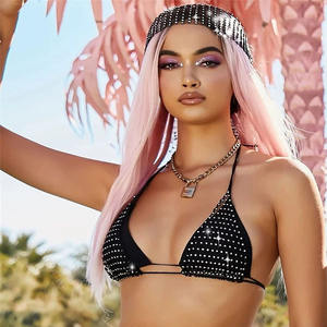 Pañuelo de malla hueca con diamantes de imitación brillante, estilo europeo y americano, fiesta, club nocturno, Festival de música, accesorios esenciales para el cabello - Product Image 2