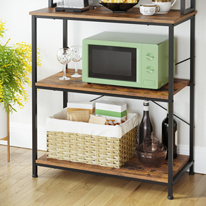 Étagère de <span class=keywords><strong>cuisine</strong></span> <span class=keywords><strong>VASAGLE</strong></span> avec 6 crochets et structure métallique, étagère de rangement de <span class=keywords><strong>cuisine</strong></span>, design industriel, étagère pour micro-ondes - Product Image 4