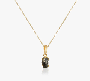 Collar de Diamantes en Bruto Premium con Colgante de Piedra Gris, Elaborado en Oro Sólido, Joyería Hecha a Mano con Cadena para Mujer - Product Image 1