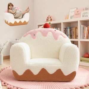 Children's <b>Sofa</b> Cake Shape Soft Fabric Chair For <b>Kids</b> Reading Nap With Strawberry Top 3 Years Above - Product Image 1