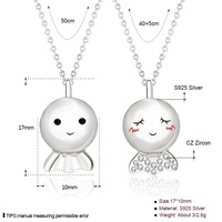 MA41 Collier couple poupée ensoleillée en argent sterling 925 Pendentif amoureux Collier à breloques à facettes pour femmes Cadeaux de Saint-Valentin
