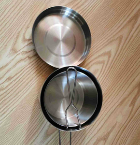 DF15 Outdoor Portable Stainless Steel <b>Mess</b> Tin Round 3 Pcs <b>Kit</b> Bowl L M with Folding Handles Wholesales - Product Image 4