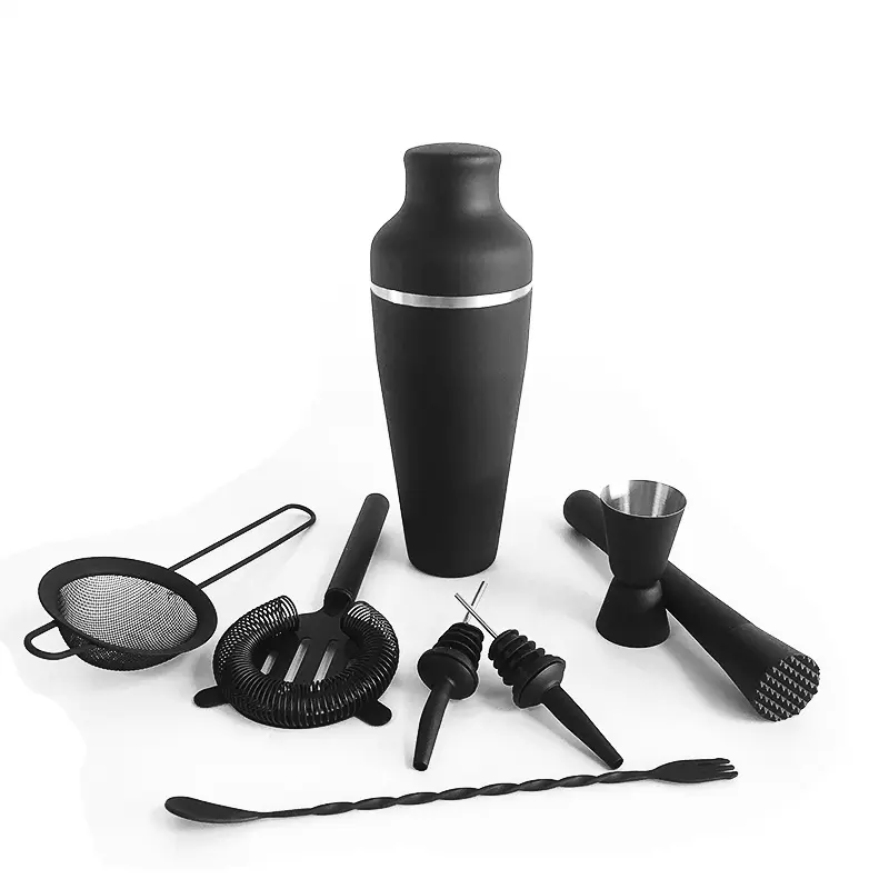 Conjunto de coctelera para mezclar bebidas, color negro