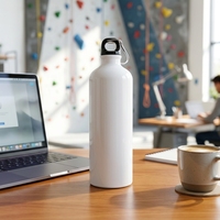 Bouteille d'eau blanche vierge pour sublimation avec mousqueton, gourde en aluminium anti-fuite 500 ml, bouteilles en aluminium personnalisables