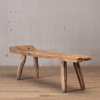 Banc en bois d'orme massif recyclé, fait main, écologique et durable, style Wabi-Sabi, design traditionnel, pour chambre, ferme ou hall.
