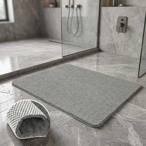 <span class=keywords><strong>Tapis</strong></span> de bain en PVC 80x80cm, 9mm, <span class=keywords><strong>antidérapant</strong></span>, séchage rapide, antibactérien, résistant à la <span class=keywords><strong>moisissure</strong></span>, blanc et gris - Product Image 1