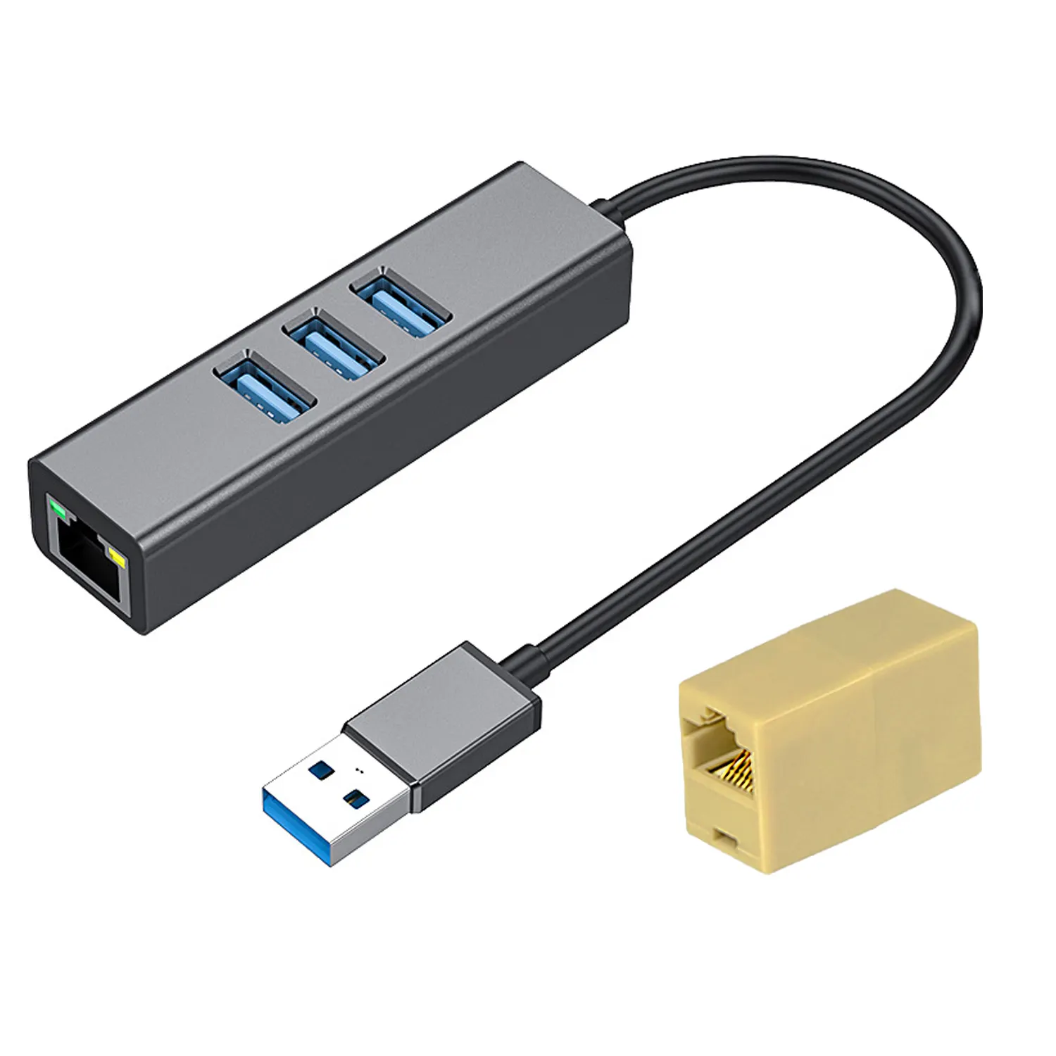 C a RJ45, concentrador USB 3,0 con adaptador RJ45 1Gbps Gigabit Ethernet, 3 puertos USB 3,0