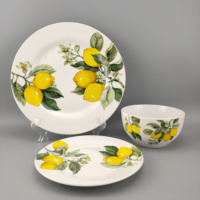 Service de vaisselle en céramique, 12 pièces, design de citron, fabriqué en chine, 2018