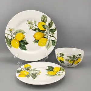 2018 new lemon design ceramic china 12pcs dinnerware set