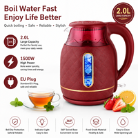 Bouilloire Électrique 2.0L 1500W Prise EU Luxe Matelassée Rouge Bordeaux Or Rose LED Bleue pour Thé Café Cuisine Maison Usine OEM