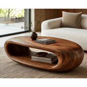 Modern <b>Walnut</b> <b>Coffee</b> <b>Table</b> With Storage Minimalist Design Living Room Furniture Solid Wood Top And Frame - Product Image 3