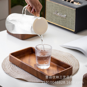 Wooden <b>Storage</b> <b>Tray</b> Rectangle 2 Compartment Desktop Organizer For Tea Coffee Cosmetic Fruit Serving - Product Image 3
