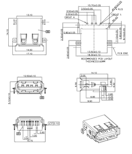 Đảo ngược <span class=keywords><strong>USB</strong></span> 2.0 kết nối loại một 4 pin nữ Ổ cắm ổ cắm jack PCB kết nối - Product Image 3