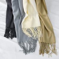 Écharpe en cachemire pour femme, personnalisée, unie, épaisse, chaude, décontractée, d'hiver, style hijab, châle pashmina, avec pompons, 70*200CM, 200g