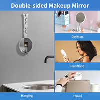 Mini miroir cosmétique intelligent rechargeable à LED, à intensité variable, double face, grossissement 5x-30x, pliable, mural, personnalisé