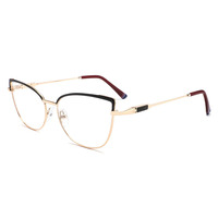 Monture optique élégante pour femme, style œil de chat, en métal, avec branches moulées avec précision, légère, à monture complète, en stock