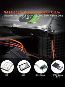 CableCreation SATA 电源线 [2 件装] 6 英寸 15 针公头转 2x15 针弯角母头电源分线器，适用于 DVD 刻录机 - Product Image 6