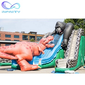 สไลเดอร์เป่าลมสุดมันส์ คิงคอง ทีเร็กซ์ ไดโนเสาร์เป่าลมต่อสู้กัน คองโก สไลเดอร์ คราซี่ ทริปเปิ้ล เลน สไลเดอร์ - Product Image 2