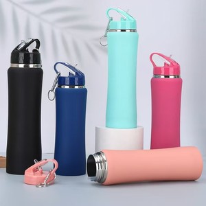 Botella de Agua Portátil para Esquí al Aire Libre, 600ml 750ml, Acero Inoxidable, Aislamiento al Vacío, Botella Deportiva con Pajita y Llavero, Taza Reutilizable - Product Image 2