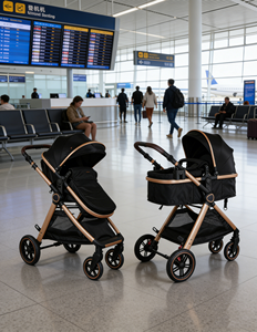 EN-1888 Passeggino 3-in-1 di Alta Qualità con Seggiolino Auto per Neonati, Pieghevole con Una Mano, Telaio in Lega, Maniglia Reversibile - Product Image 5