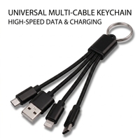 Cable de Carga Portátil 3 en 1 para Llavero, Cable USB Multifunción de Cobre Puro con Trenzado de Nailon