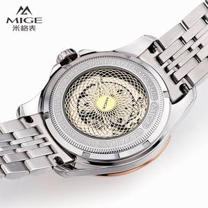 MIGE Men's Automatic Mechanical <b>Watch</b> Stainless Steel Round <b>Case</b> 42mm Sapphire Crystal Date Display Luxury Fashion - Product Image 6