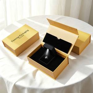 Logo Customizable Manufacturer PU Leather <b>LED</b> Ring Jewelry Box Eco-friendly Cardboard Paper Magnetic Box for Luxury Branding - Product Image 2