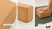 Bloc de yoga en liège naturel 22,5x15x10cm haute densité, brique d'entraînement fitness et danse avec bords arrondis pour yoga et Pilates