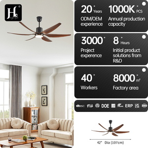 Ventilador de techo negro de 42 pulgadas con lámpara, motor DC, aspas de plástico decorativas modernas, ventilador de techo con lámpara de diodos emisores de luz (LED) y motor DC. - Product Image 3