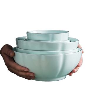 Assiette à poisson 4.5 pouces bol à riz vaisselle en céramique assiette à dîner style de luxe jante dorée cyan ensemble de vaisselle créative assiette - Product Image 5