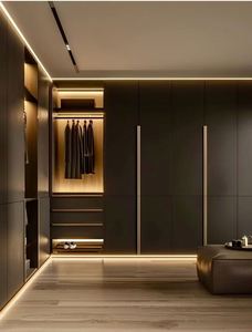 Muebles de Dormitorio Modernos de Alta Gama, Plegables, con Múltiples Espacios de Almacenamiento, en Negro y Dorado, Diseño Personalizado, Armario para Hombre - Product Image 4