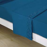 Drap de literie en microfibre doux brodé solide de luxe hypoallergénique 4 pièces ensemble de draps de lit plats à la terre pour hôtel ensembles de draps de lit