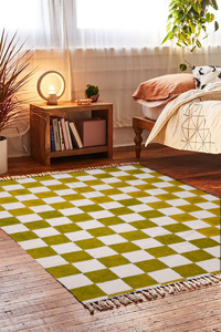 Alfombra Boho de Algodón Hecha a Mano con Estampado Geométrico, Antideslizante, Ecológica, Lavable, Reversible, Moderna para Sala de Estar - Product Image 1
