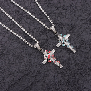 Collar con Colgante de Serpiente Cruzada con Zirconia, Joyería de Moda Hip Hop para Hombre, Estilo Fiesta, Aleación de Zinc con Engaste Pavé - Product Image 2