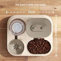 Distributeur automatique d'eau et de nourriture pour chats et chiens, double gamelle, forme carrée, anti-bavure noire, anti-renversement, en thermoplastique