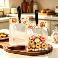 Sac à collation auto-scellant en PP, pochette cadeau transparente avec poignée, sac transparent pour biscuits, bonbons et emballages de gâteaux