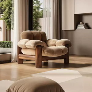 Sillón Individual de Madera Maciza en Nogal Negro, Estilo Medieval Wabi-Sabi, para Comedor y Sala de Estar, Mueble de Diseño para el Ocio - Product Image 5