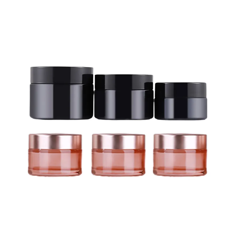 Pot en verre noir 10g 20g 30g 50g pots à crème cosmétique 60g 100g rose/blanc/givré pot cosmétique vide avec couvercle