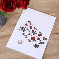 Autocollants en forme de rose, 6 pièces, décalcomanies transparentes pour l'artisanat, autocollants de fleurs imperméables, autocollants vintage en vinyle rouge sur le thème des fleurs