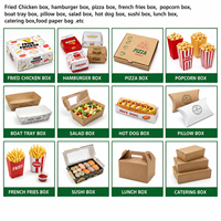 Boîte en papier jetable personnalisée avec logo pour emballage alimentaire de burgers, poulet frit et frites, idéale pour les entreprises de vente à emporter