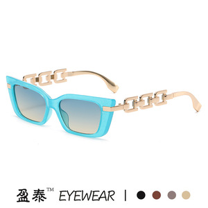 แว่นตา แว่นกันแดดทรงแคทอาย กรอบโลหะพลาสติกสีดำ UV400 แว่นกันแดดผู้หญิง - Product Image 5