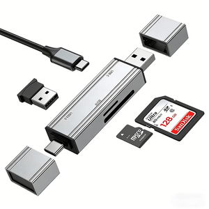 Lecteur de cartes USB de haute qualité 4 en 2, lecteur de cartes <span class=keywords><strong>SD</strong></span> TF et Type C vers <span class=keywords><strong>Micro</strong></span> <span class=keywords><strong>SD</strong></span> TF, <span class=keywords><strong>adaptateur</strong></span> USB OTG, lecteur de cartes USB Hub pour ordinateur portable - Product Image 2