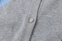 Cardigan en tricot à carreaux Argyle pour femme, ensemble deux pièces avec col à volants, manches longues, toucher doux comme du cachemire, veste en tricot style preppy pour femme