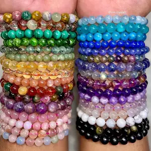 Bulk 10mm 12mm Bulk Healing Crystal Energy Small Bead Bracelet Natural Semi-precious Stretch Beaded Bracelets With Charms