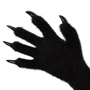 Gants à griffes en fourrure d'Halloween avec longs ongles, accessoire de cosplay réaliste, vente en gros, polyester, pour femmes adultes - Product Image 2