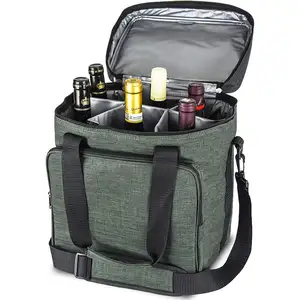 Insulated Oxford cooler wine bag Carrier 6 bottle Bag Tote Removable Padded Travel Padded Cooler Bag