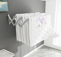 Tendedero de Ropa Plegable de 5 Niveles, Extensible, Multifuncional, Simple, Moderno, de Acero Inoxidable, para Montar en la Pared, Ahorra Espacio