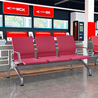 Chaise d'attente 3 places en métal pour hôpital, école, salle d'attente, aéroport, avec assise en polyuréthane, design moderne pour espaces publics