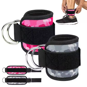 Correas de tobillo de cable de gimnasio de neopreno Rosa personalizadas con soporte de protección ajustable para máquinas de cable Características del logotipo - Product Image 2